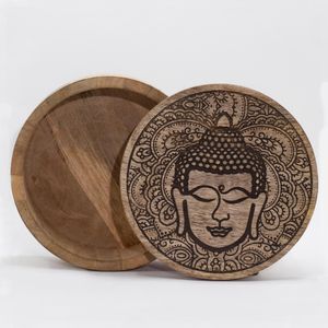Handcrafted Wooden Boxes & Trays – Buddha & Hamsa Collection