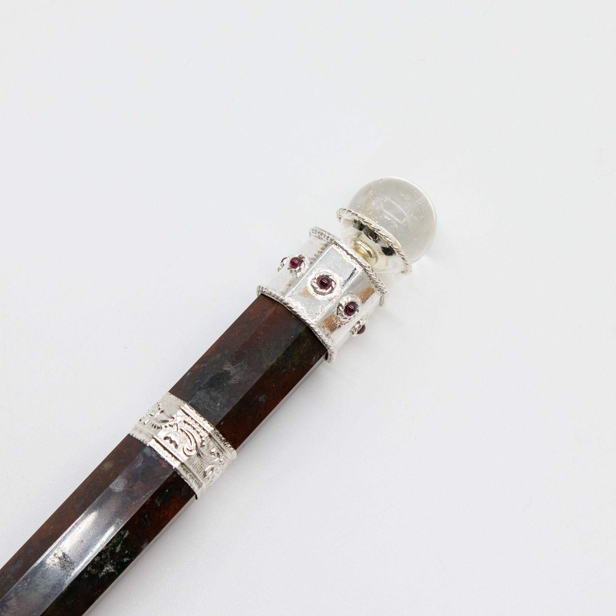 Varita Bloodroot Soverign -Extra Largo Fancy Jasper Magic- Parte superior de bola de cristal - 26cm