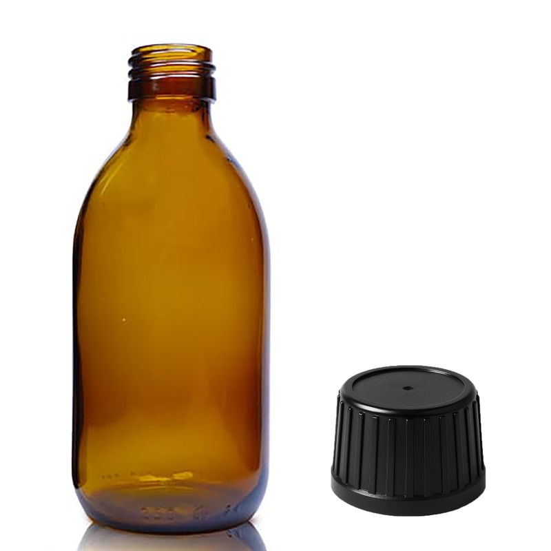 250ml Jantarová Skleněná Lékovka - Bez Uzávěru