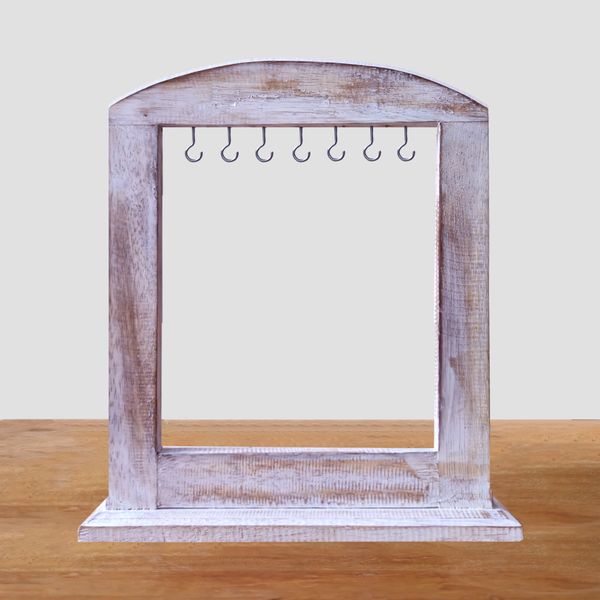 Présentoir Suspendu Moyen - Finition Blanchie (40x30cm)
