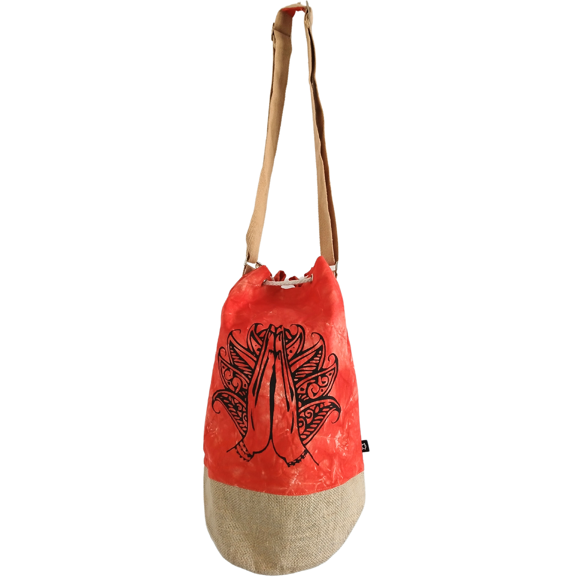 Mochila 100% Natural - Efeito Desbotado Laranja - Mão Namaste