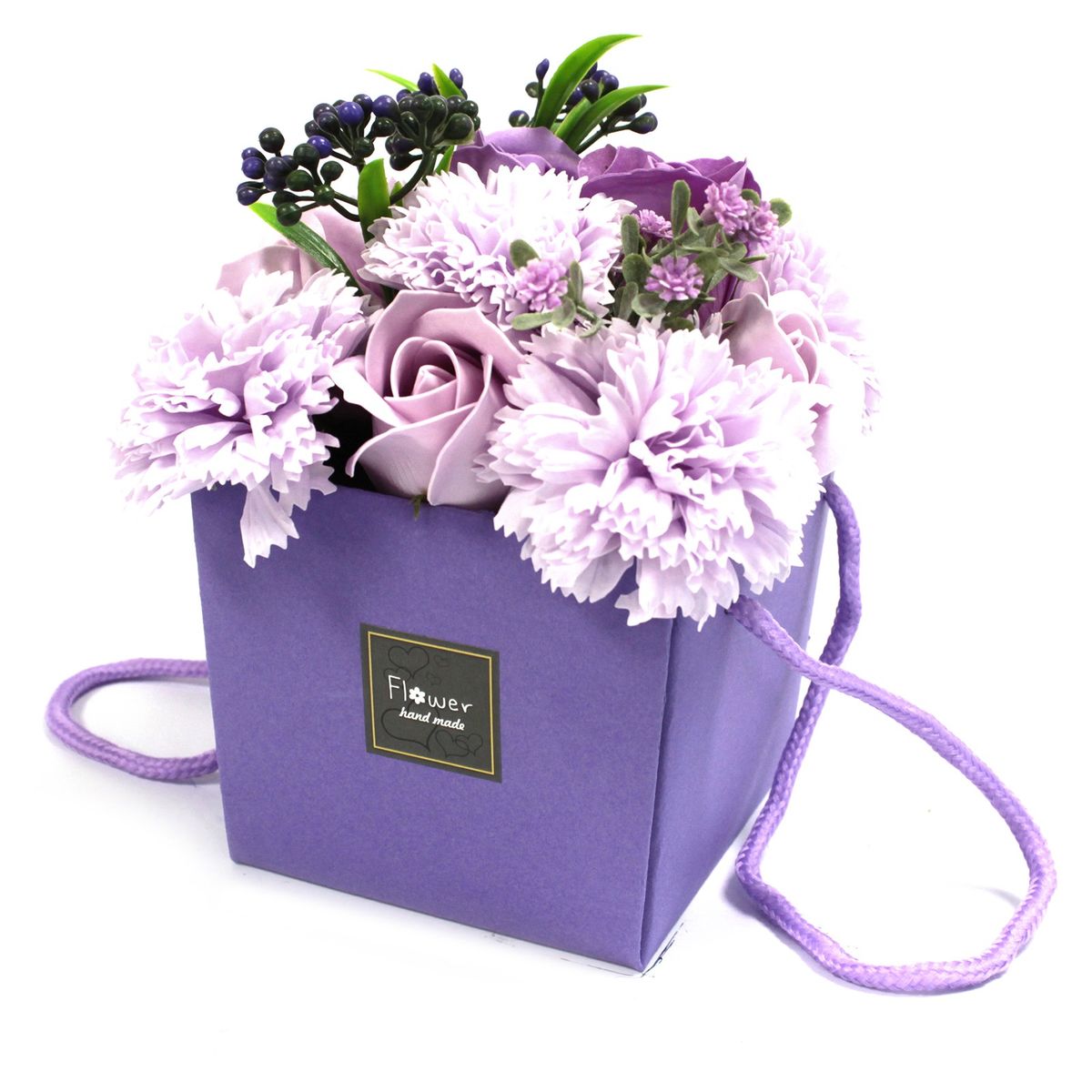 Bouquet de Flores de Sabão - Rosas e Roxo