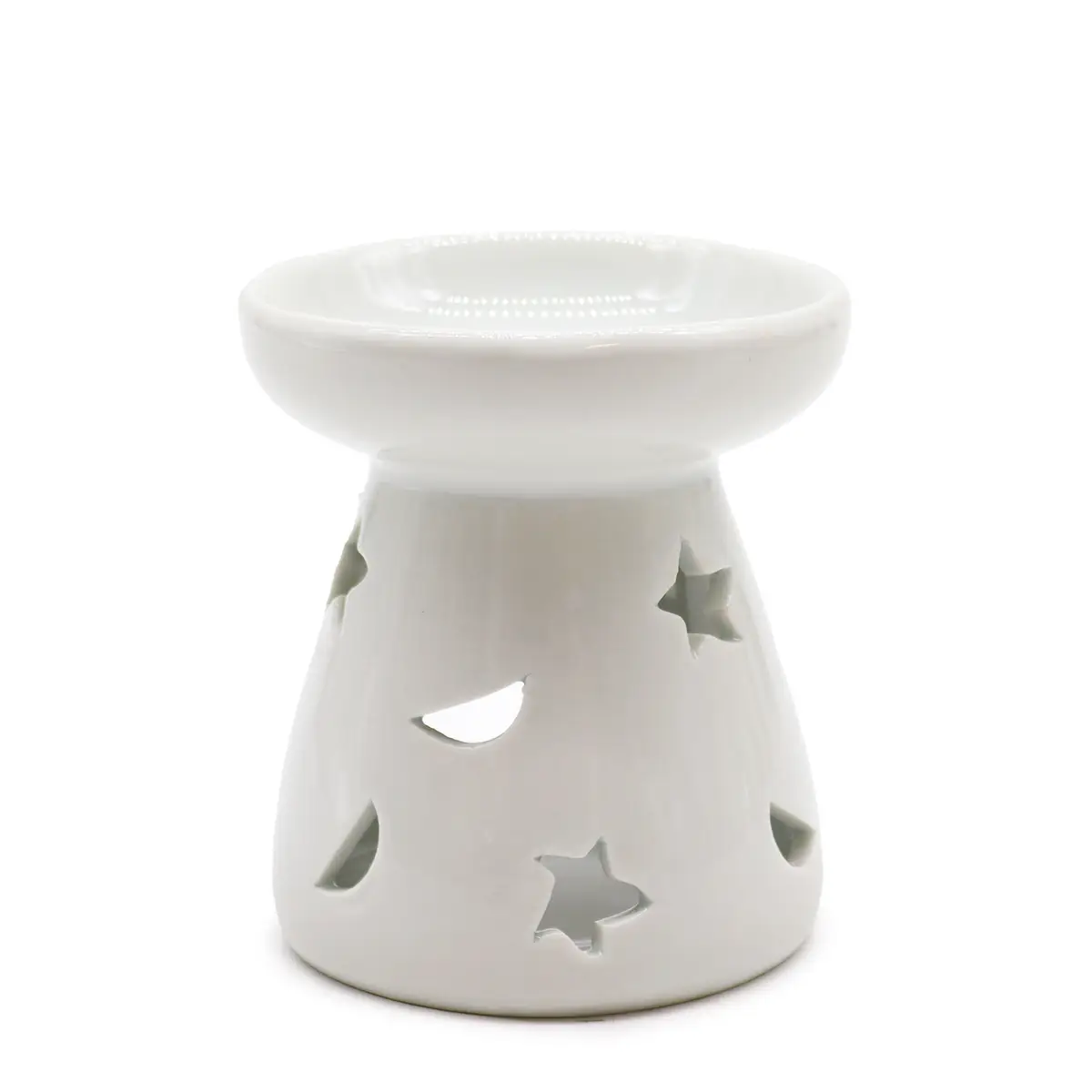 1x Sm Classic White Oil Burner - Moon & Star — Incense Burners · GlowDuty apothecary