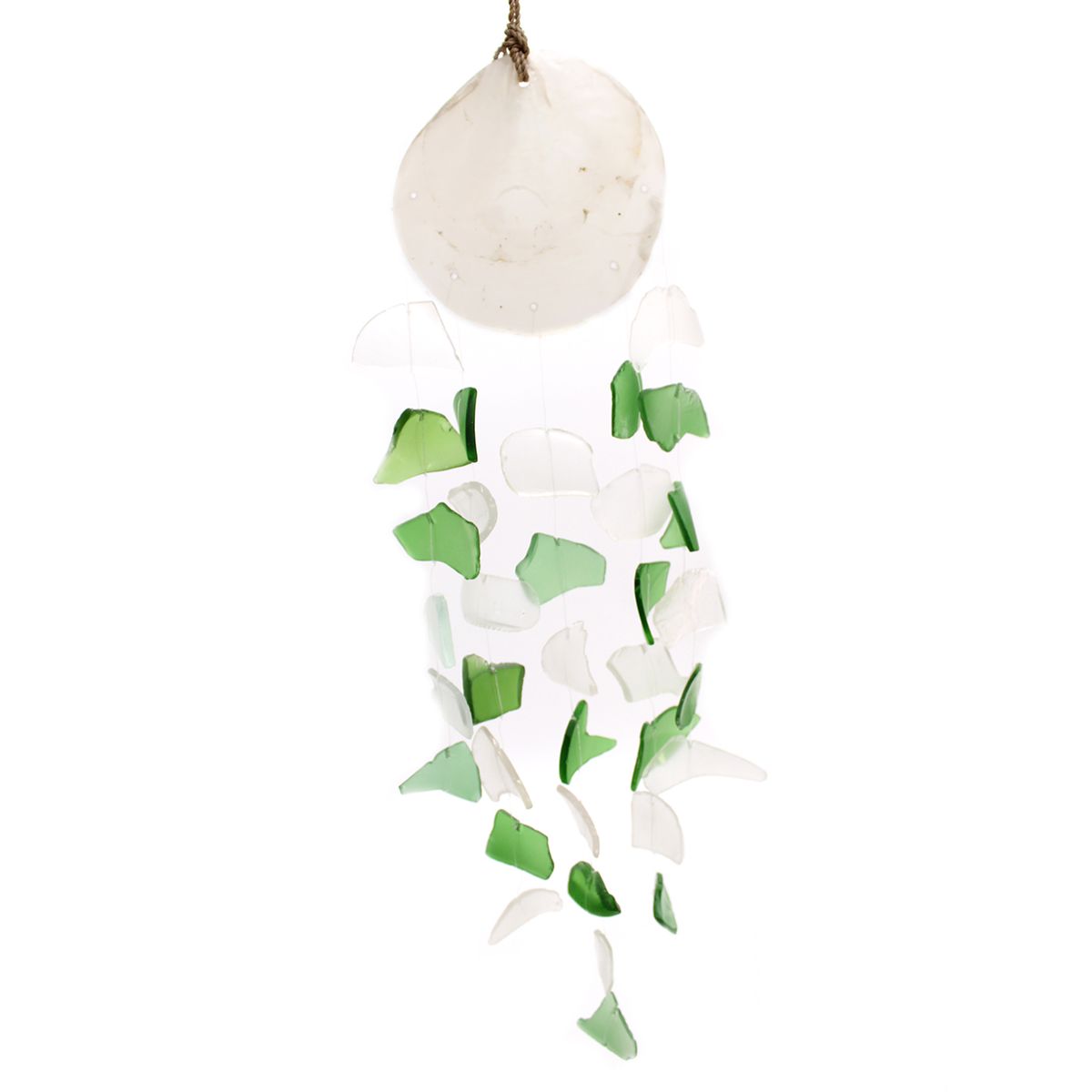 Sino de vidro reciclado - Verde e branco