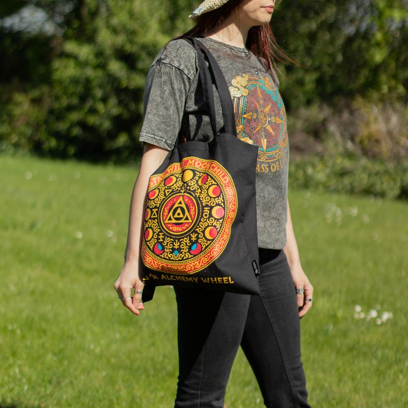 Культова Базова Сумка-тоут Чорна (40x36 см), 6 oz - Luna Alchemy Wheel