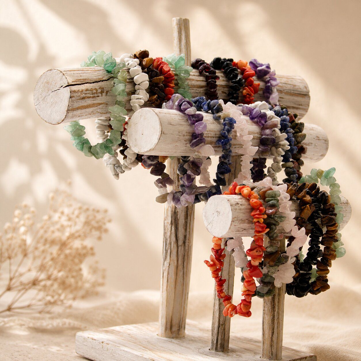 Wholesale Chip Stone Bracelets — Genuine Gemstone Crystal Bracelets for Retailers