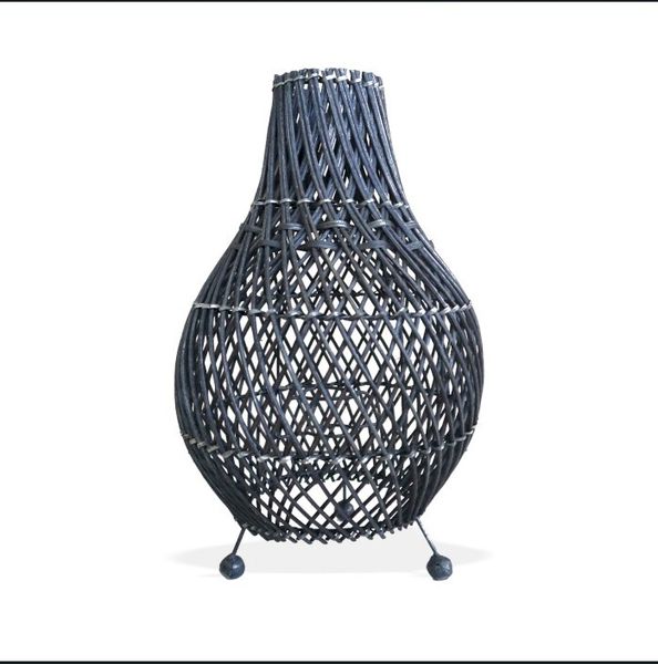Lámpara de Mesa de Mimbre - Negro