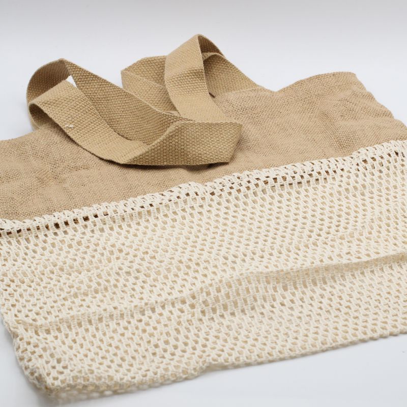 Sac filet pur jute doux et coton - Naturel
