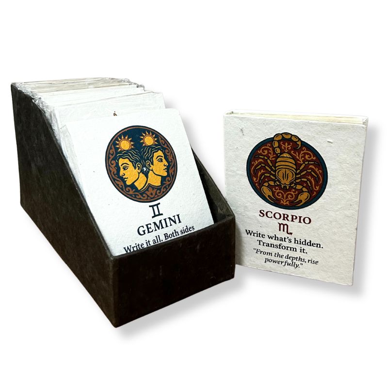 Carnets Moyen Style Tibet – Signes Astrologiques – avec Présentoir
