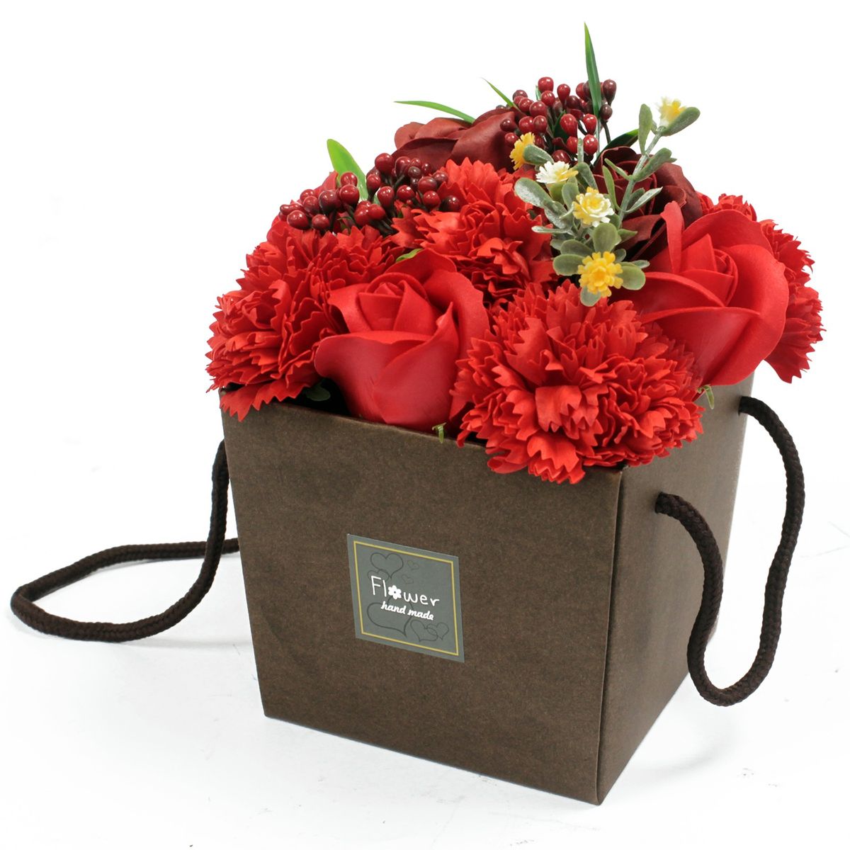 Bouquet de Flores de Sabão - Rosas Vermelhas e Cravos