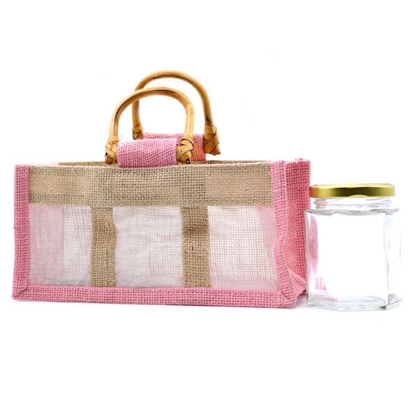 Paniers en Jute et Coton - 3 Fenêtres - Rose & Naturel
