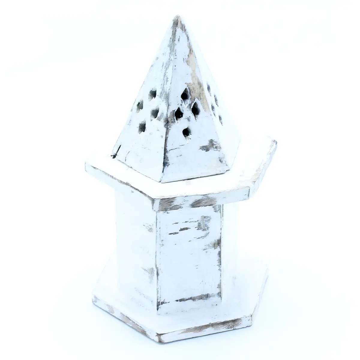 White Washed Incense Holder - Pyramid Mini House — Incense · GlowDuty apothecary