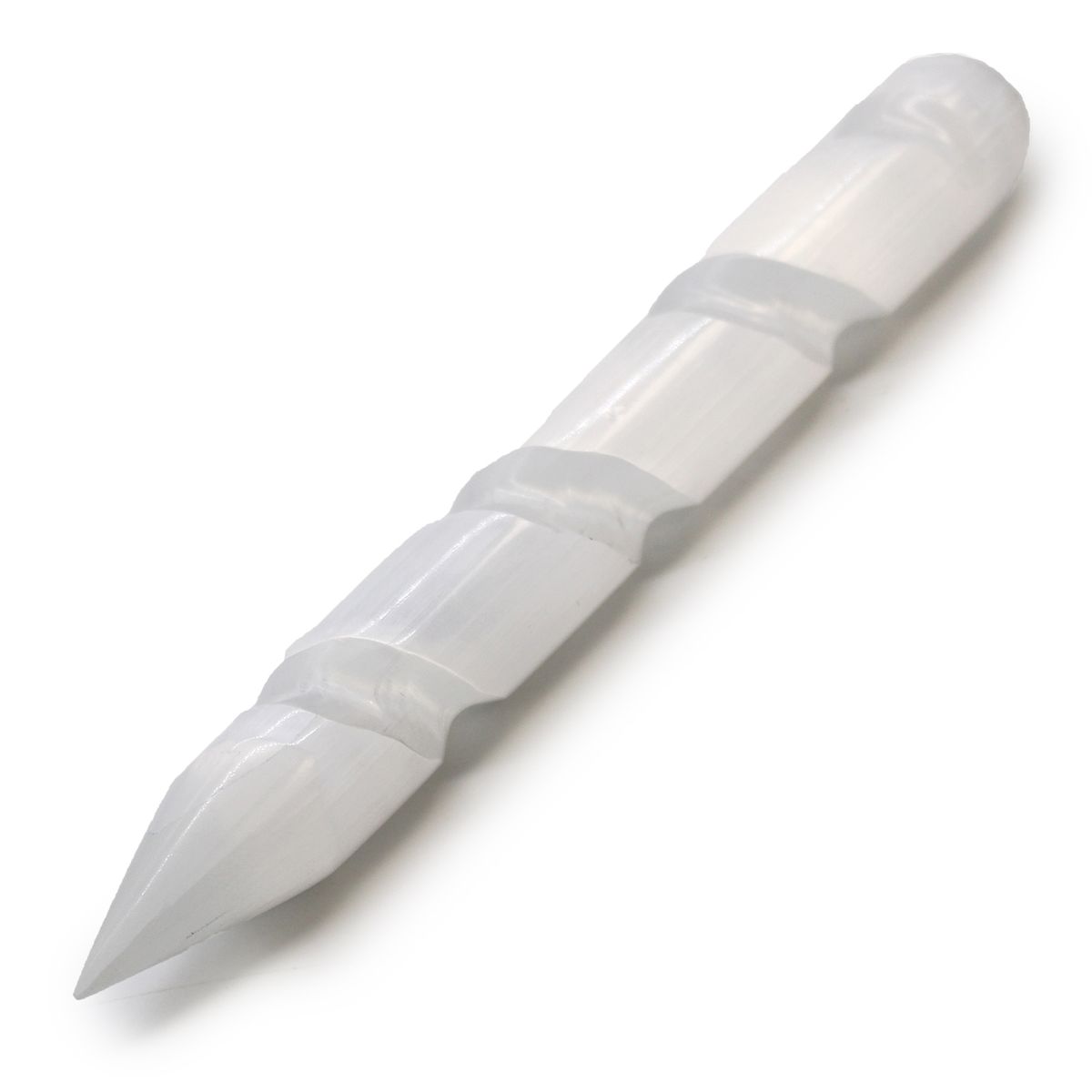 Varinha Espiral de Selenita - 16 cm (Ponta numa extremidade)