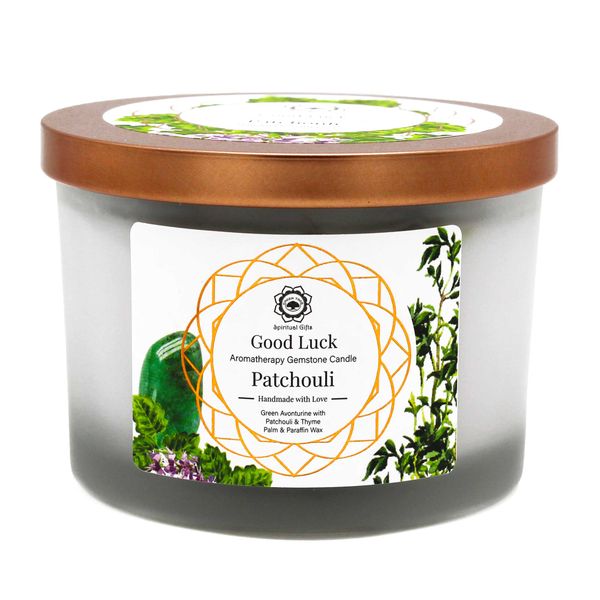 Vela de Patchouli e Aventurina Verde - Boa Sorte