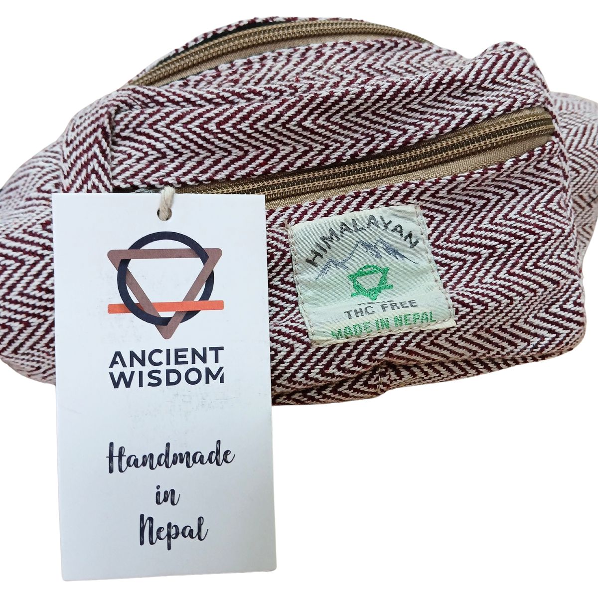 Mala tipo cinto em estilo cânhamo e algodão (ou bolsa de cintura) - Vinho