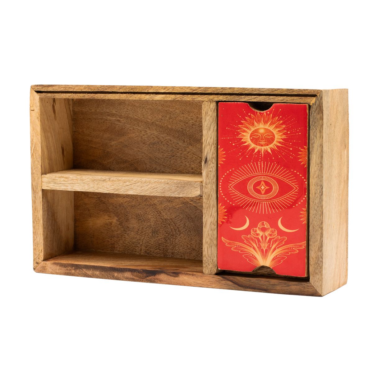 Caixa de Tarot de três secções com suporte para cartas