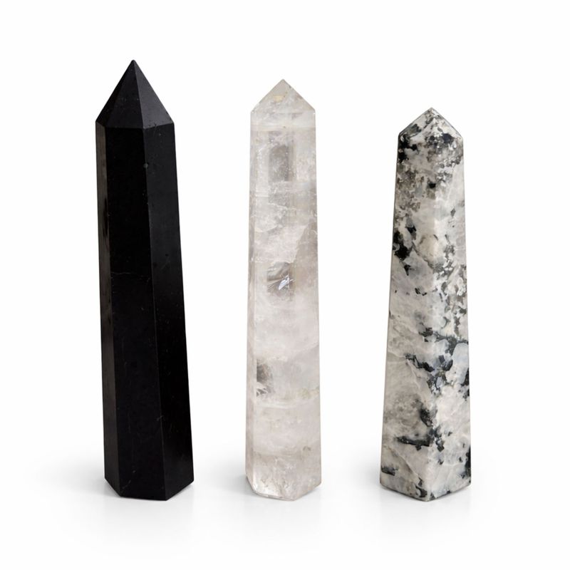 Grande Pointe Obélisque Hexagonale en Tourmaline Noire Naturelle - env. 17 cm