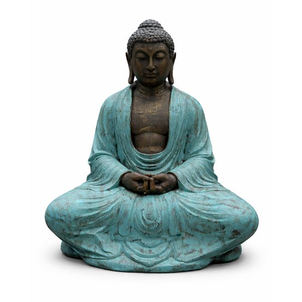Buda tailandés grande de turquesa y piedra - 0.96m