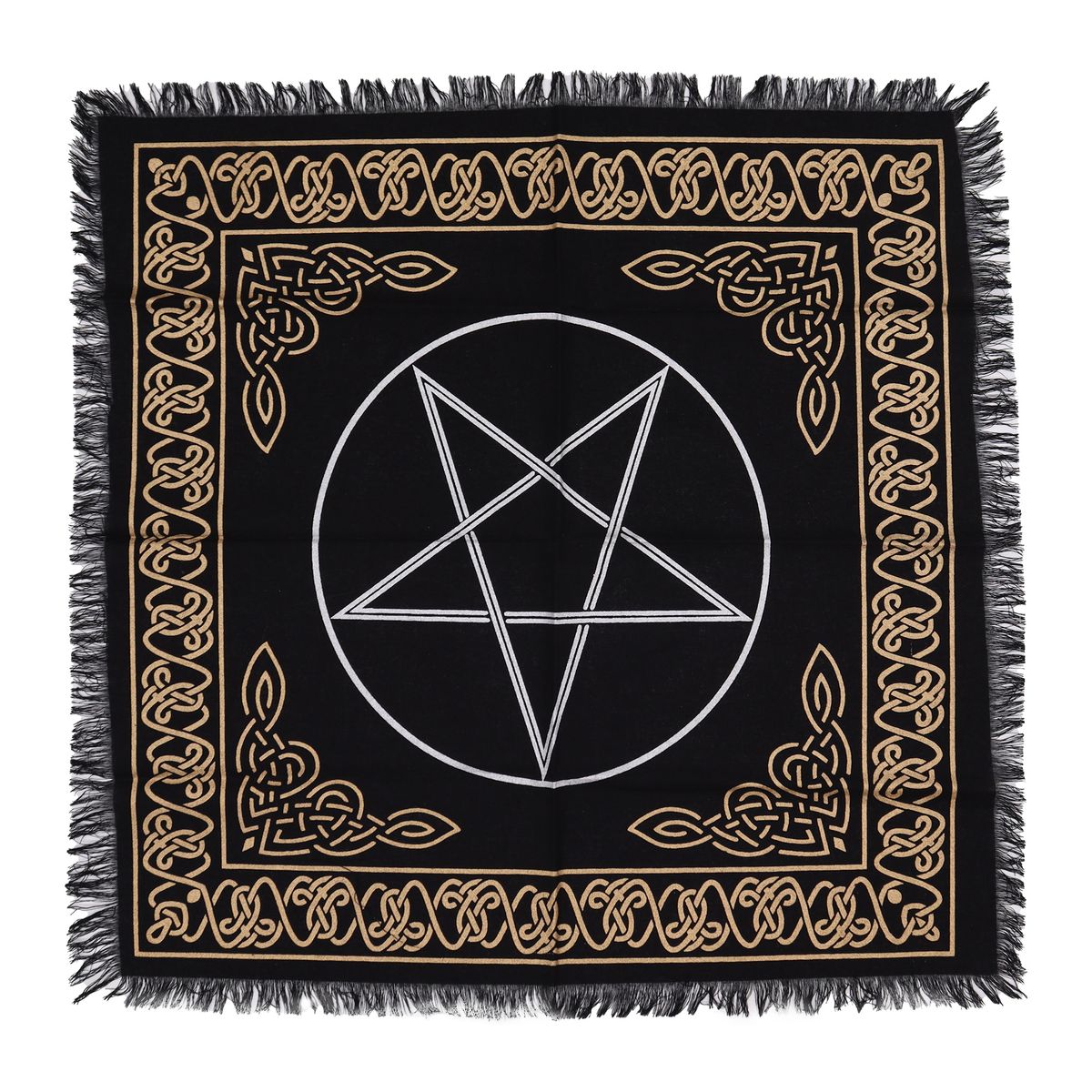 Toalha de altar esotérica com franjas - Pentágono