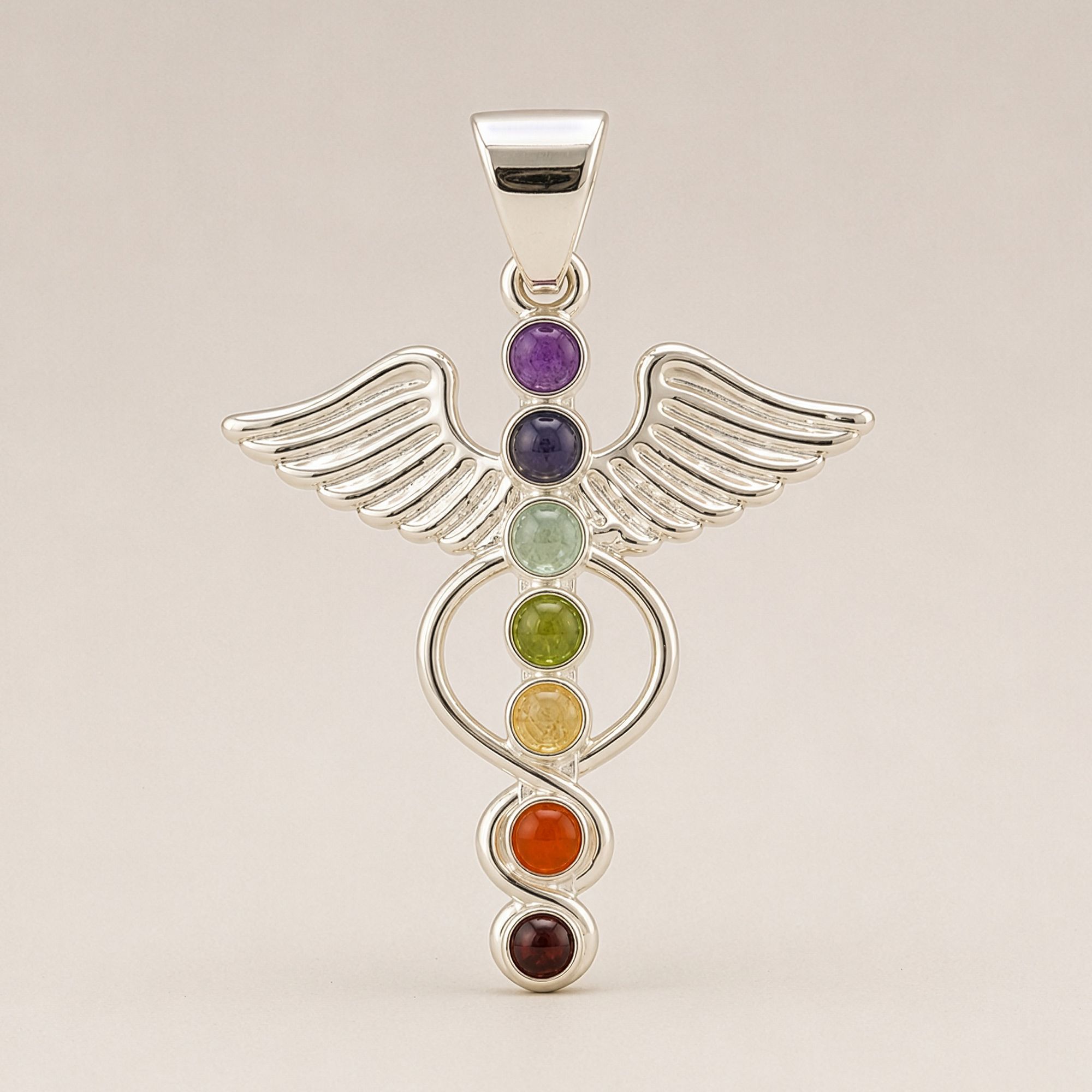 Colgantes devocionales de la India - Baño de plata (cordón de 45 cm) - Ángel Chakra