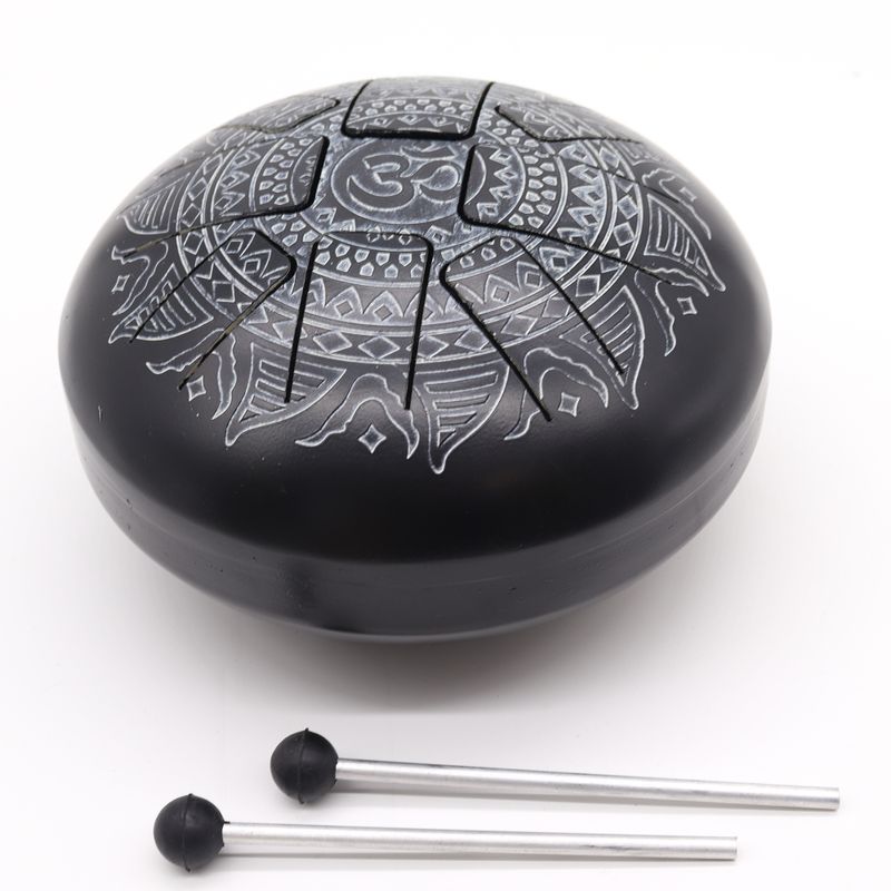 Tambour Tongue Drum en Acier OM Mandala Gravé - 22x15 cm