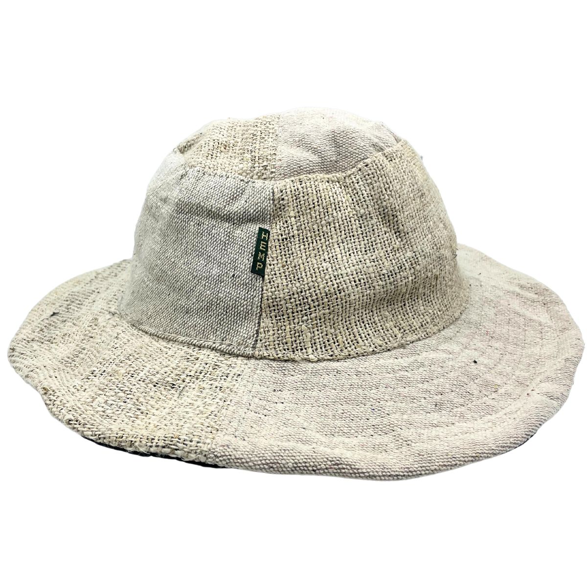 Chapéu boho para festivais em cânhamo e algodão com remendos e aros - Natural