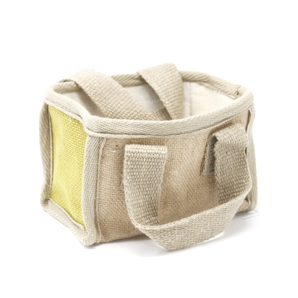 Cesto pequeno de juta - 16x10x12 cm - Amarelo