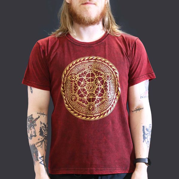 Large Stone Washed Teashirt - Chakra - Maroon