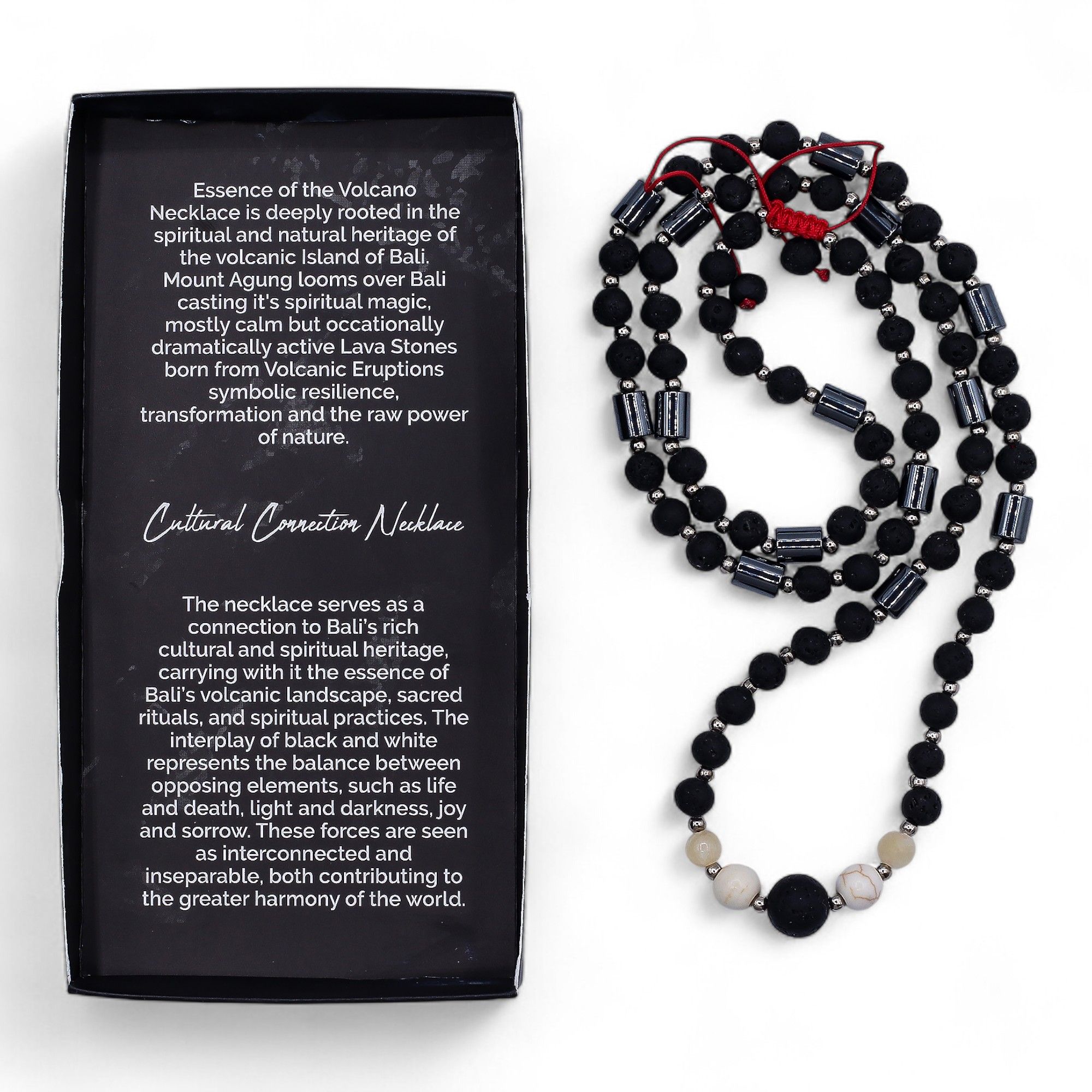 Balinese Lava & White Howlite Necklace - Symbolic Harmony