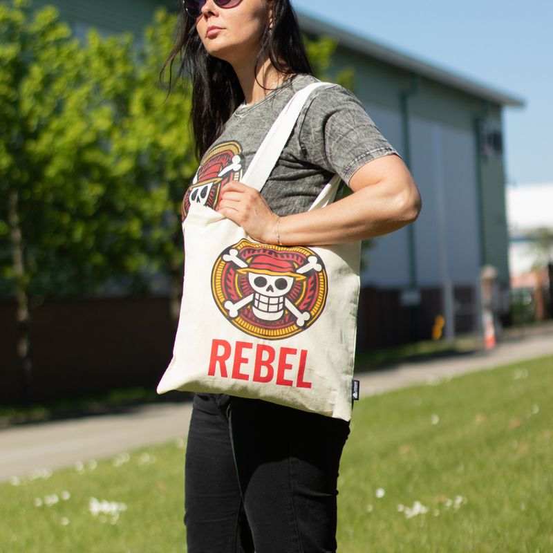 Iconic Basic Tote Bag - REBEL - (40x37cm) - Natural 4oz
