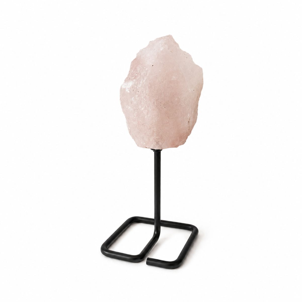 Especimen mineral em suporte de metal - quartzo rosa