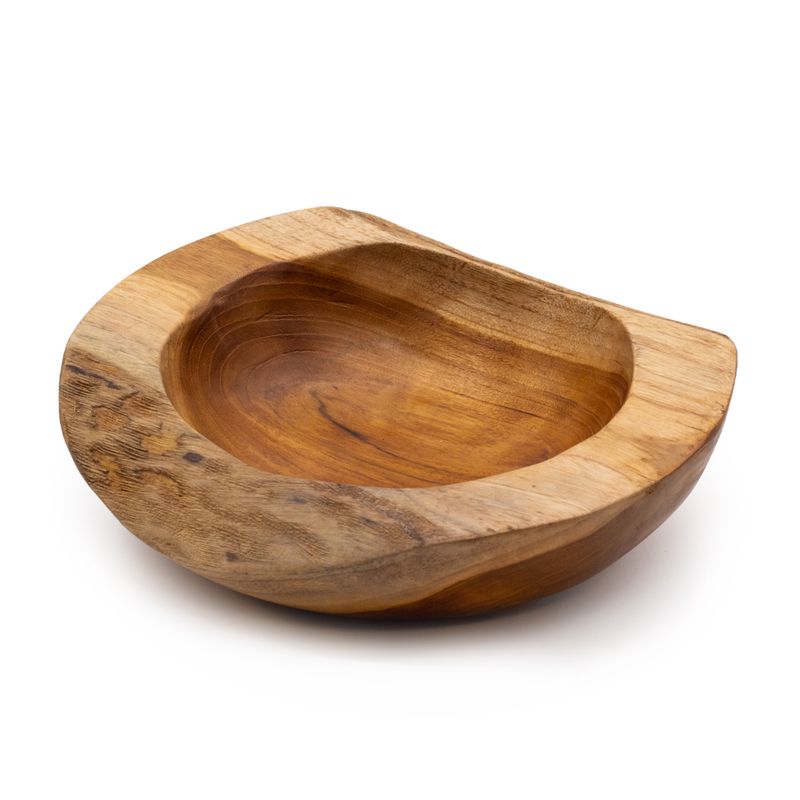 Bol moyen en bois de teck de forme naturelle - 20x7cm