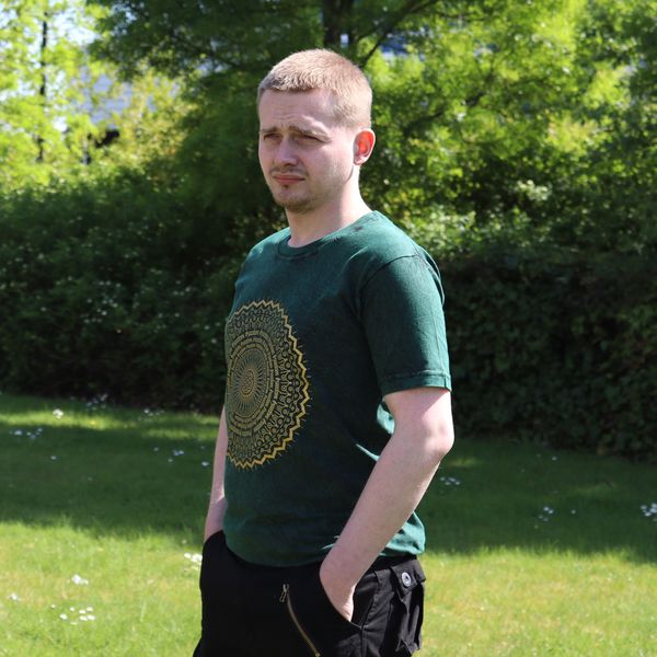 T-shirt Délavé - Mandala - Vert