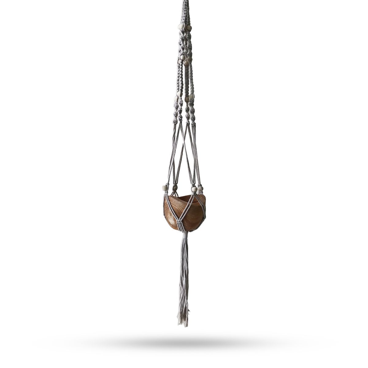 Suporte para vaso em macramé com contas - Bege - 1 metro