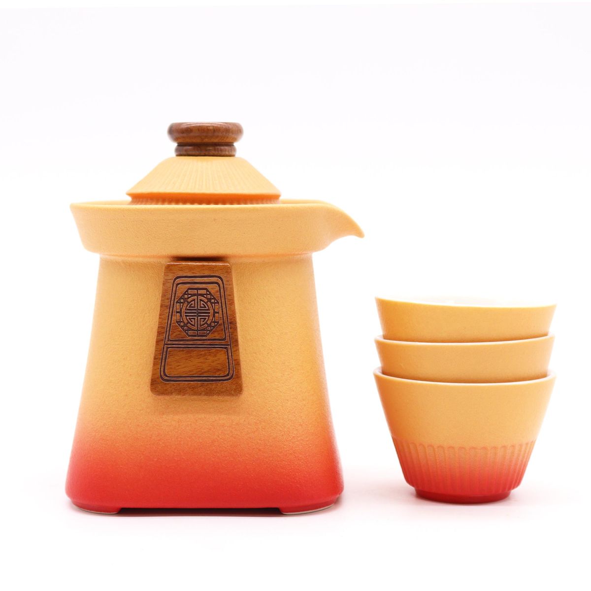 Conjunto de bule Temple e três chávenas – Terra Laranja