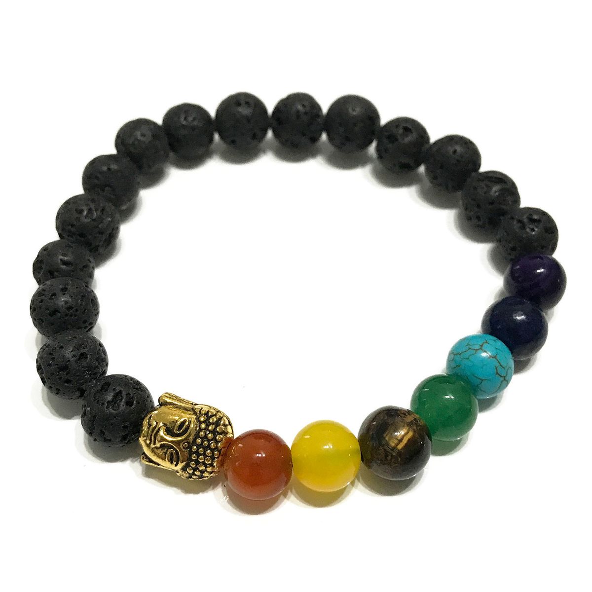 Pulseira de Pedra de Lava - Buda - Chakra