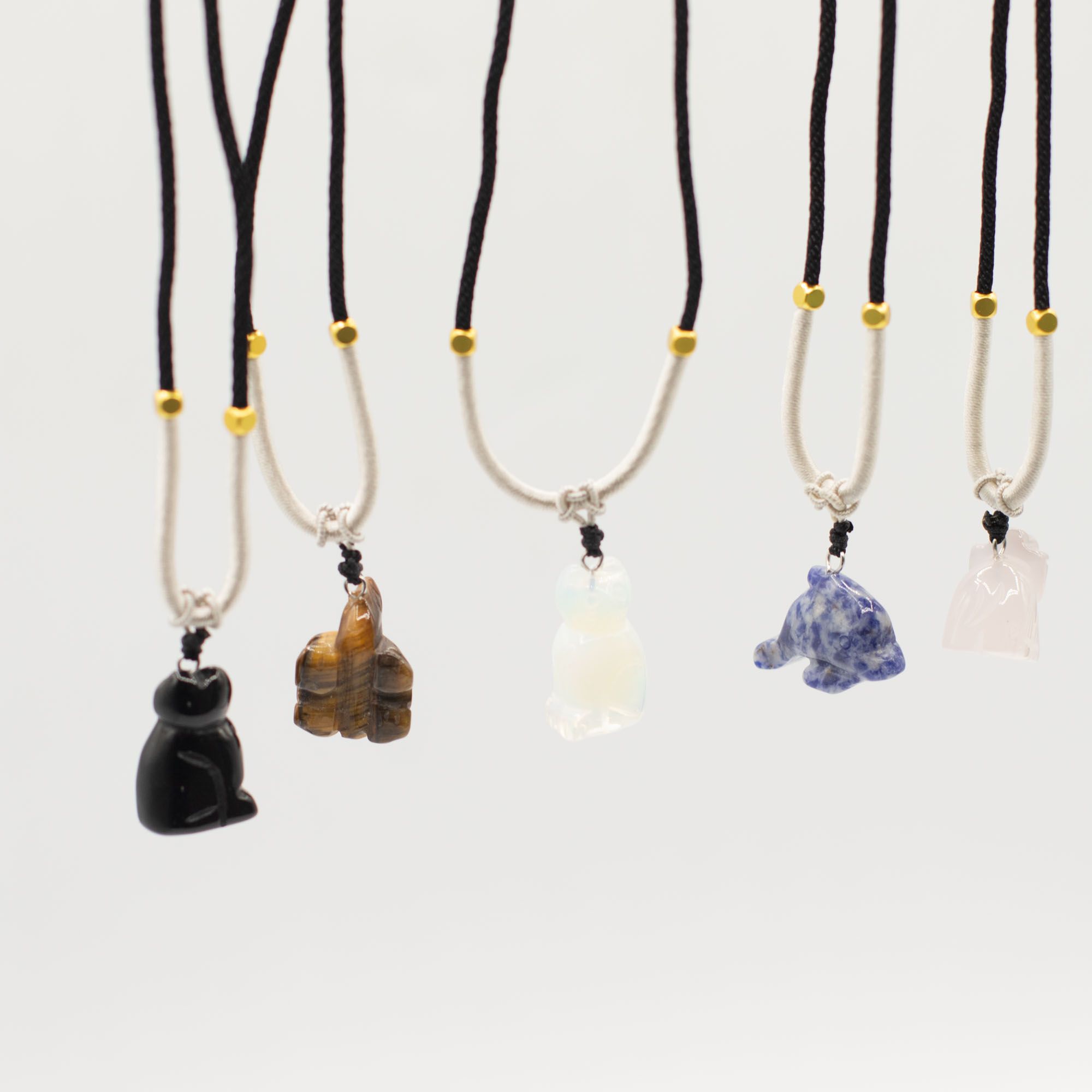 Colares de Corda com Pedras Peciosas - Coleção Animais (sortidos)