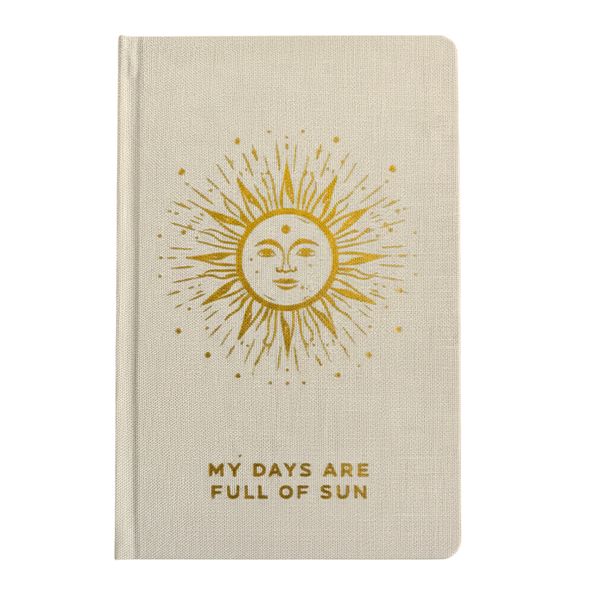 Diario de gratitud marfil con ribete dorado - 120 páginas - Mis días están llenos de sol