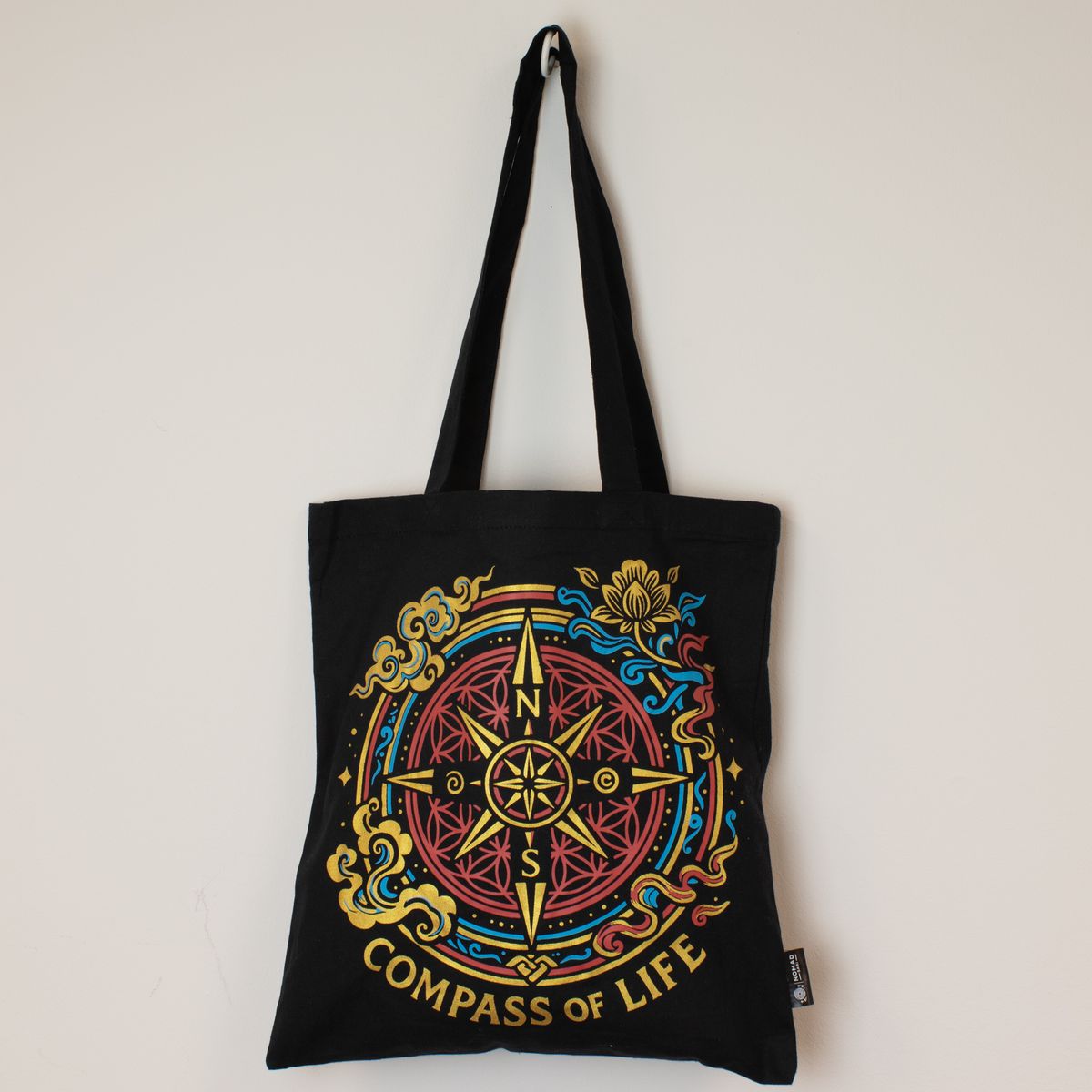 Mala tote icónico e clássico - Brújula da Vida - Preto 6oz