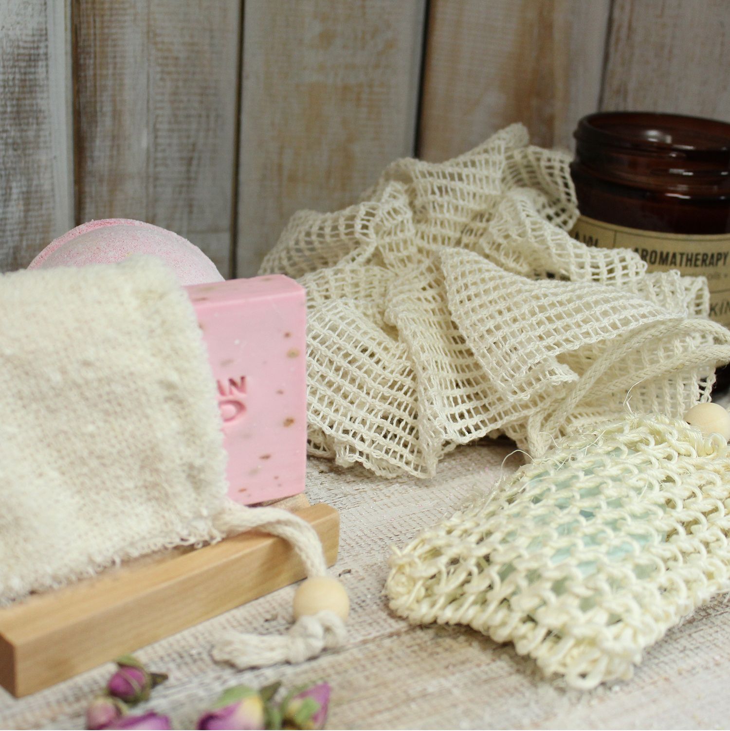Натуральні мішечки для мила та губки для тіла