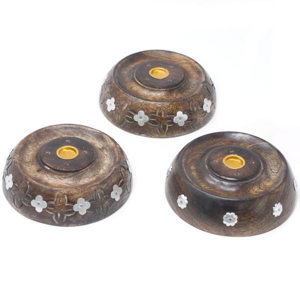 Porte-encens pour Cones et Batonnets Bois de manguier - Assortis