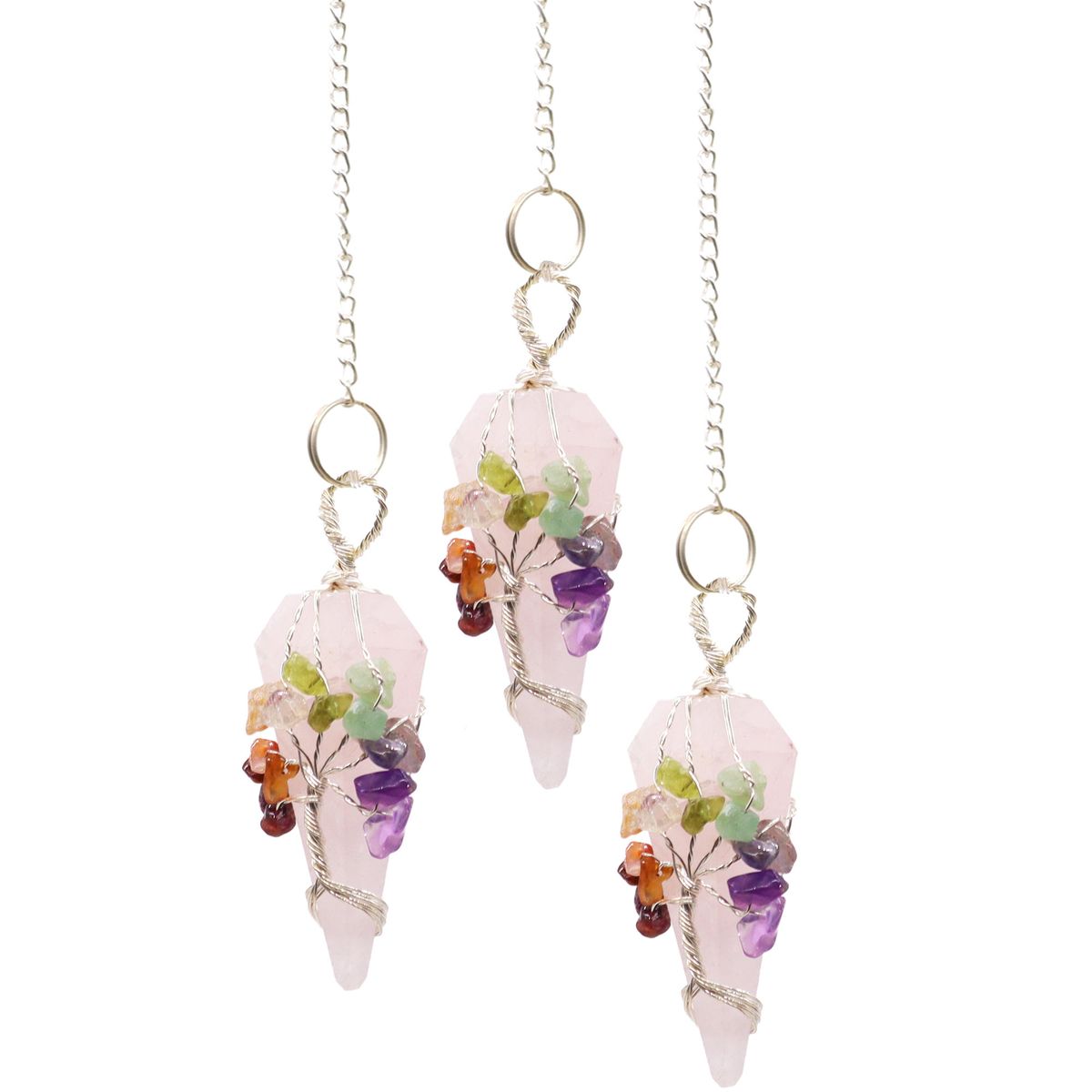 Pêndulo Mágico - Sete Chakras - Quartzo Rosa