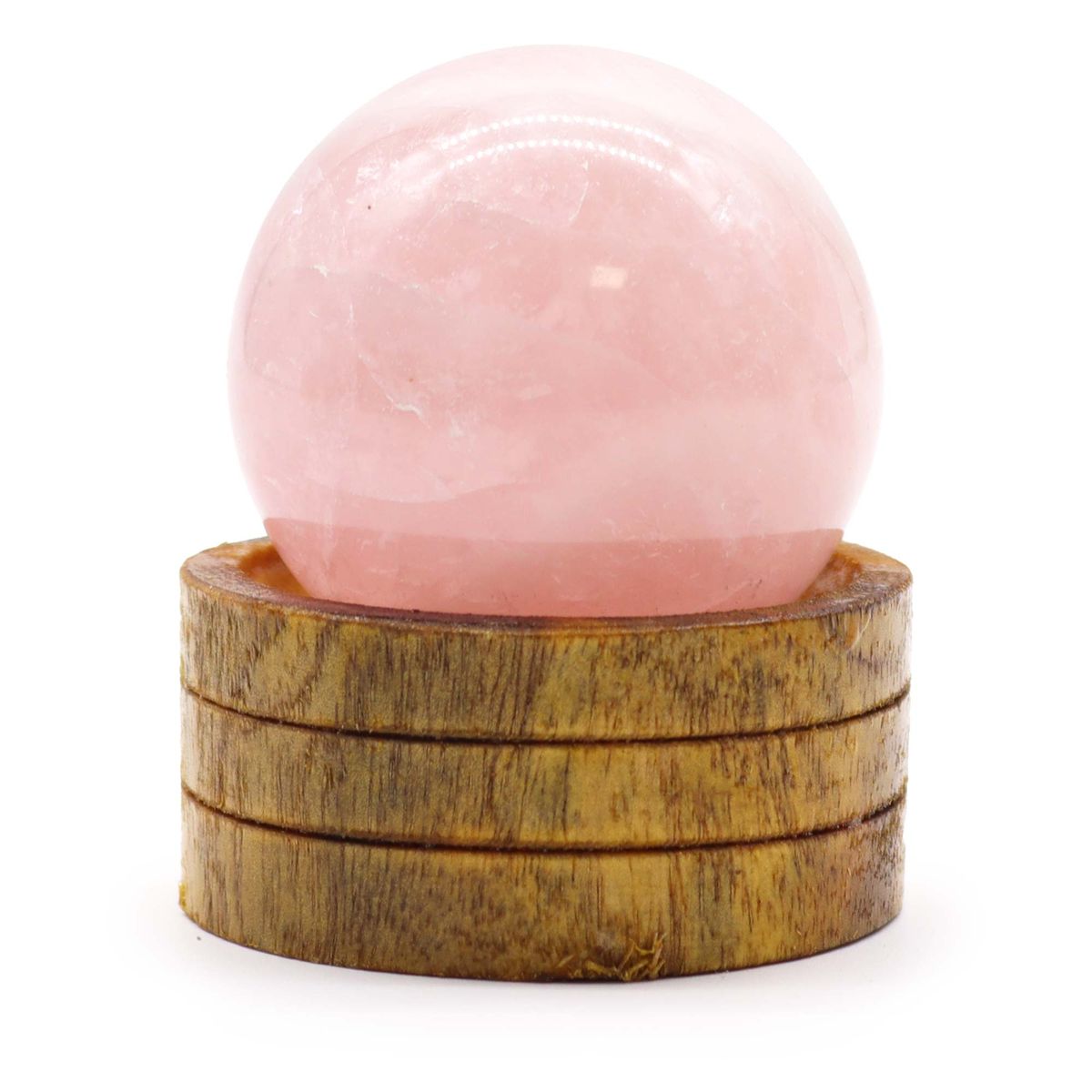 Esfera de cristal de quartzo rosa de 50 mm com suporte
