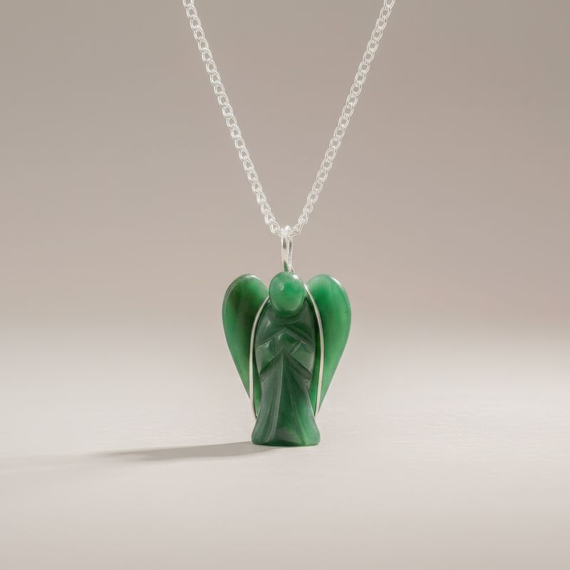 Gemstone Guardian Angel Pendant - Green Aventurine