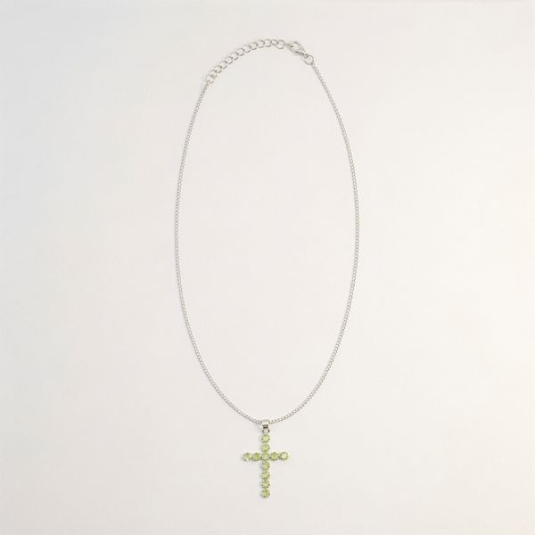 Colgante devocional indio - plateado (cadena de 45 cm) - crucifijo de peridoto