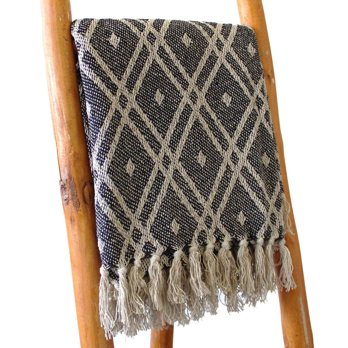Mantas Boho Conforto - Preto e Bege Regency