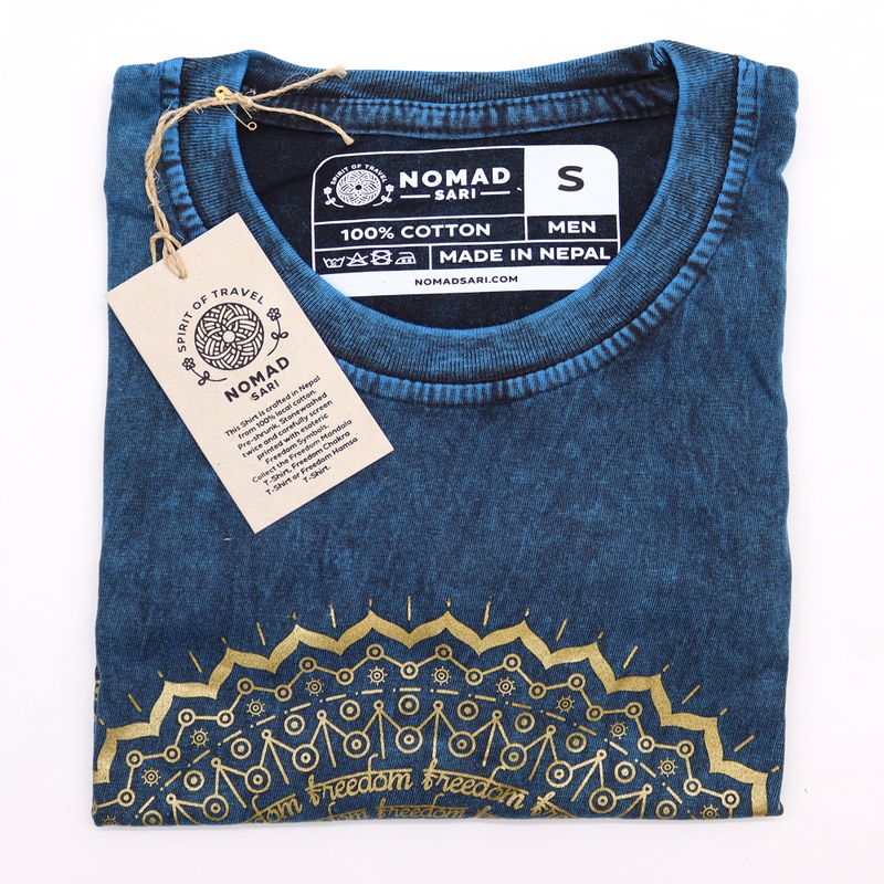 T-shirt Délavé - Mandala - Bleu