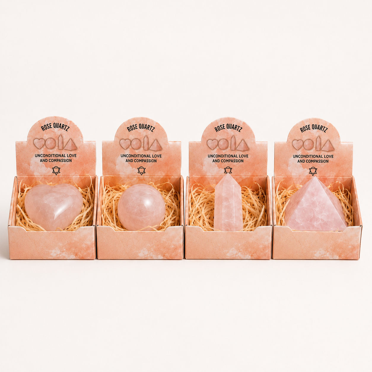 Four Gemstone Shapes - Rose Quartz
