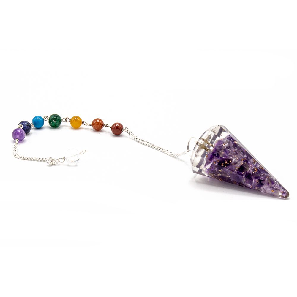 Pêndulo do Chakra do Poder de Orgonite - Ametista