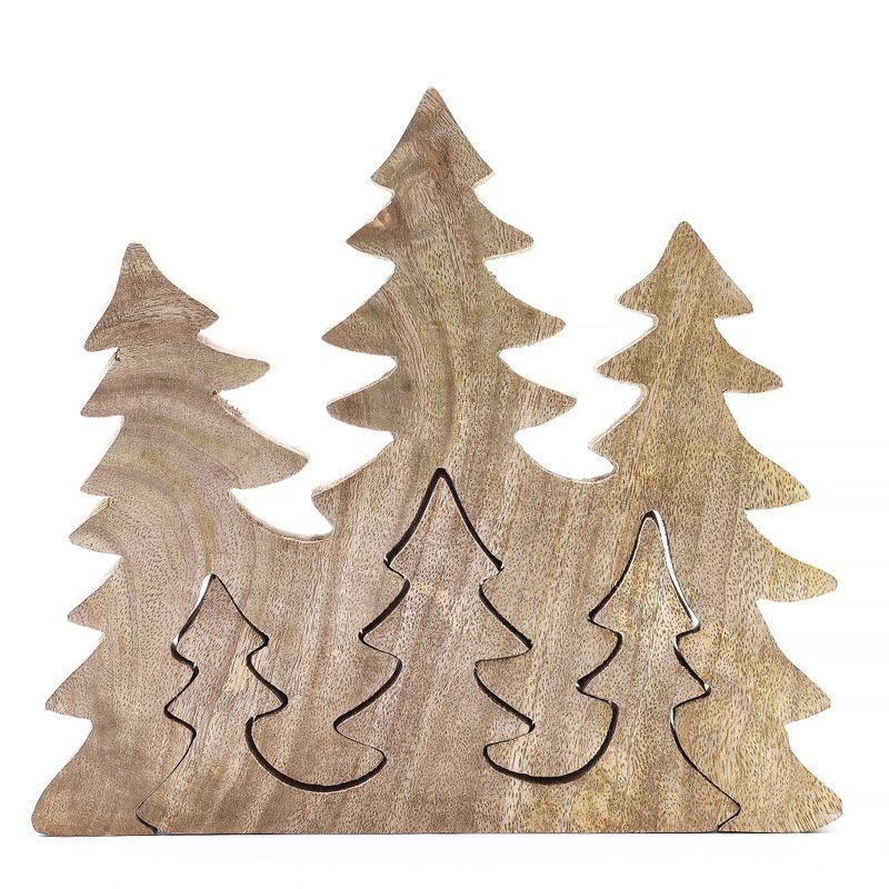 Perdido en el bosque - Decoración de madera 3D de tres árboles - 20x23 cm